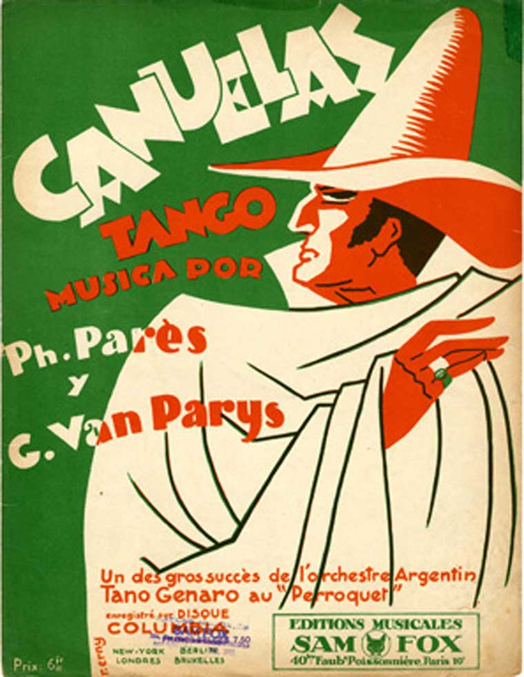 Portada del tango Cañuelas, publicada en Francia.